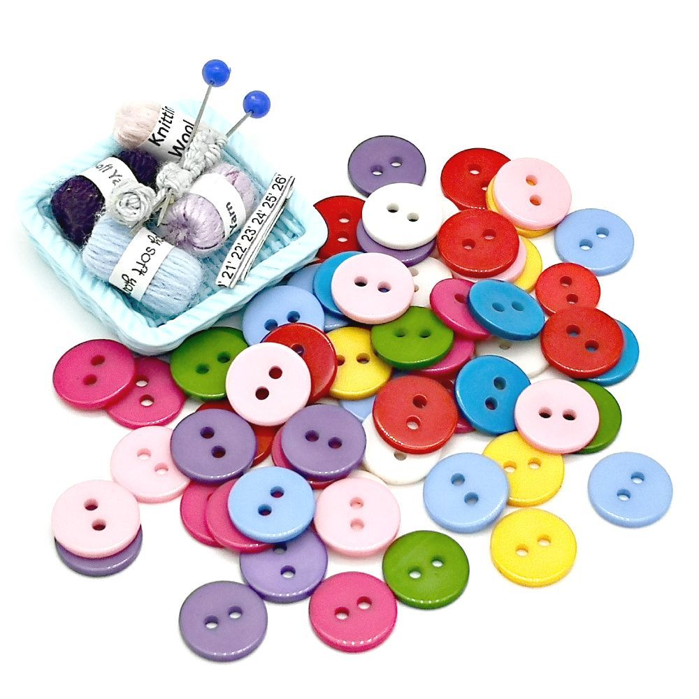 Mixed Colour Resin Buttons 11mm