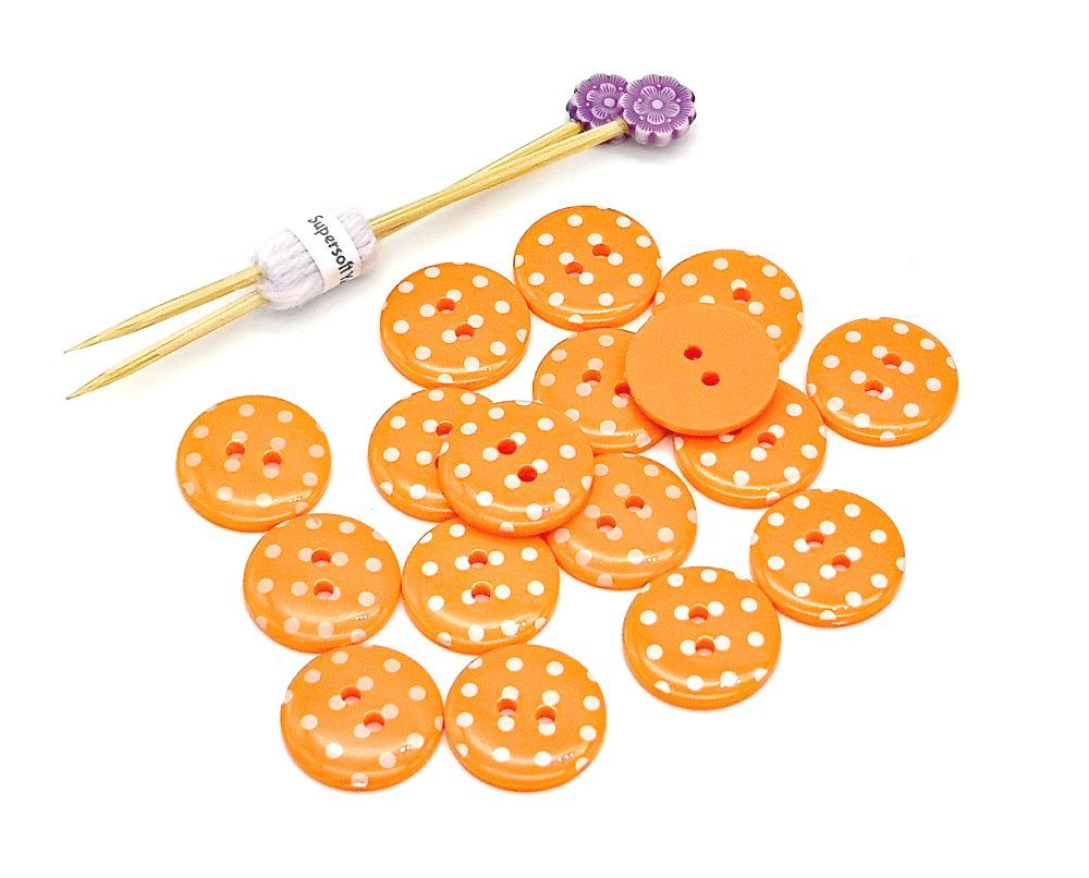 Orange Polka Dot Buttons 12mm