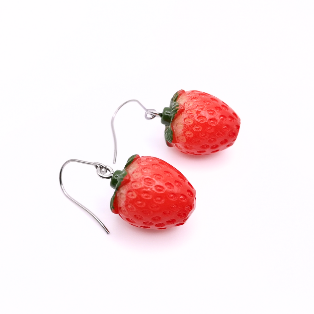 Resin Strawberry Drop Earrings