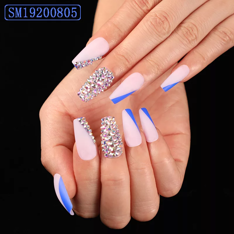 Rhinestone Coffin 3D Glue On Nails SM19200805