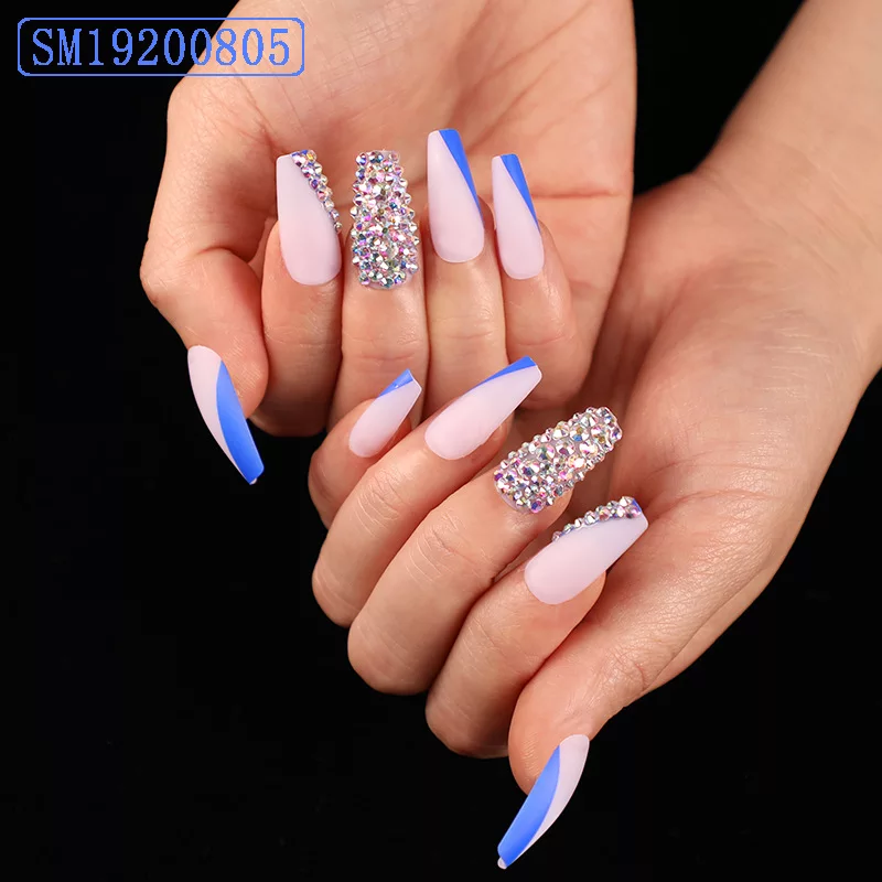 Rhinestone Coffin 3D Glue On Nails SM19200805