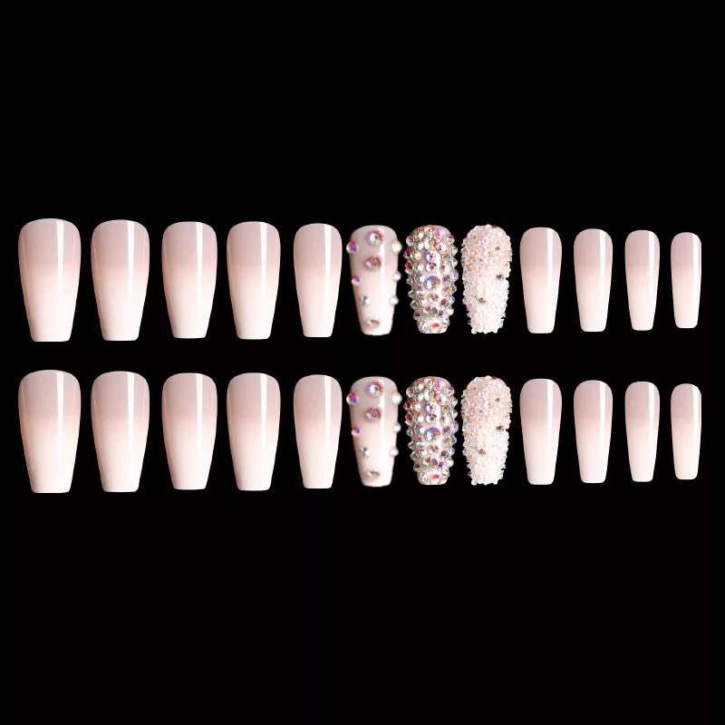 Rhinestone Coffin 3D Glue On Nails SM19200530