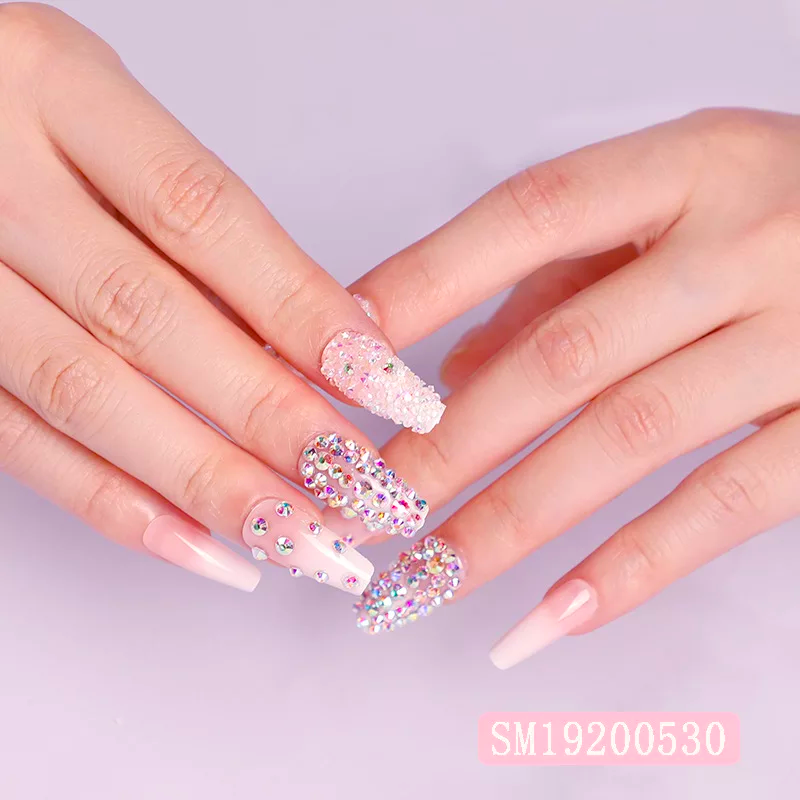 Rhinestone Coffin 3D Glue On Nails SM19200530
