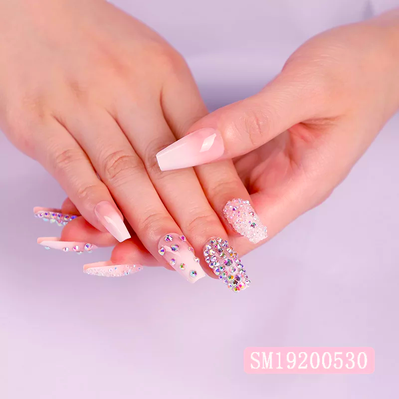 Rhinestone Coffin 3D Glue On Nails SM19200530