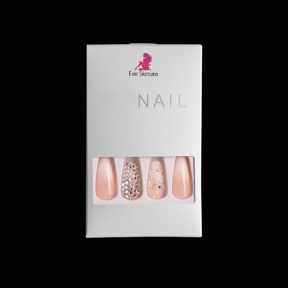Rhinestone Coffin 3D Glue On Nails SM19200530