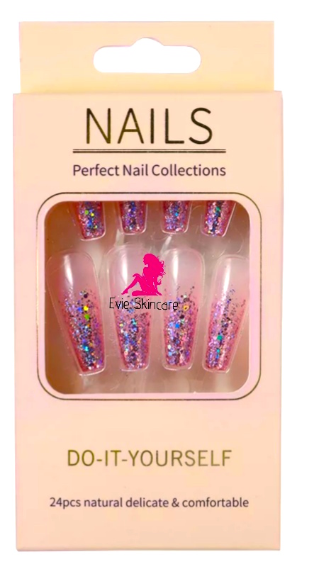 Glue On Nails All That Glitter Pink