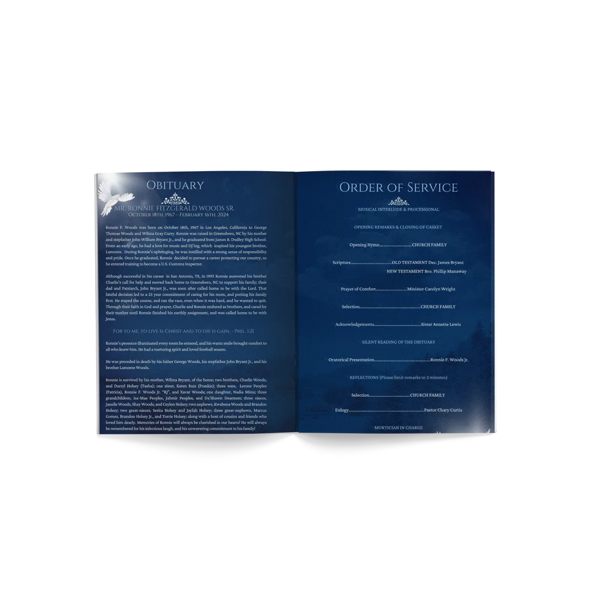 Custom Funeral Program