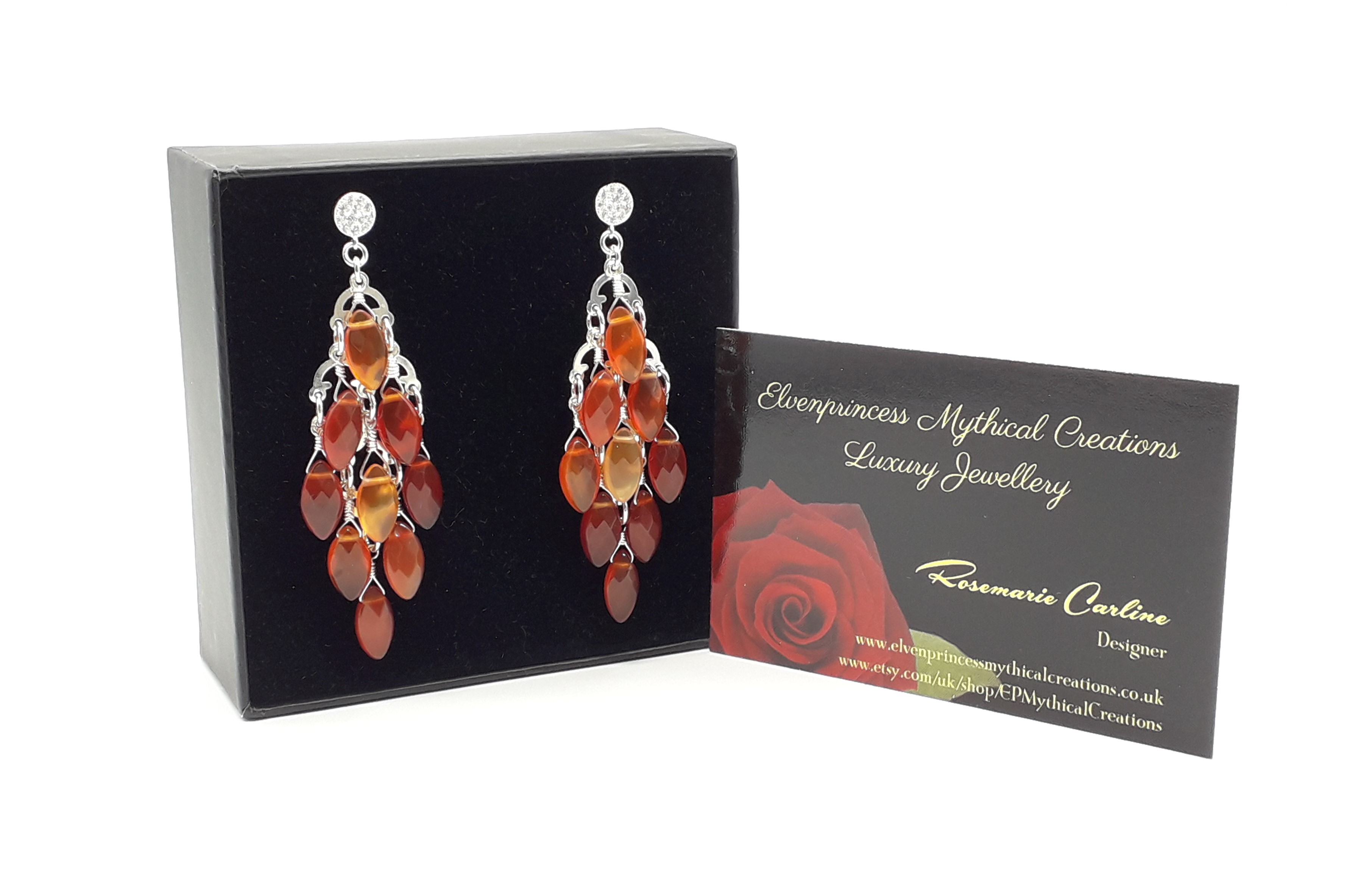 Burnt Agate Marquise Earrings