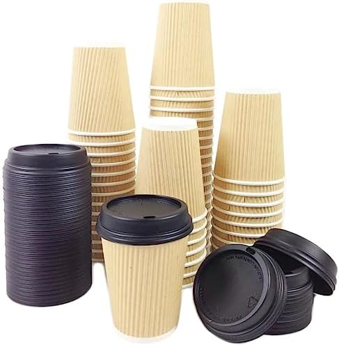 2000 Kraft ripple cups and black Lids