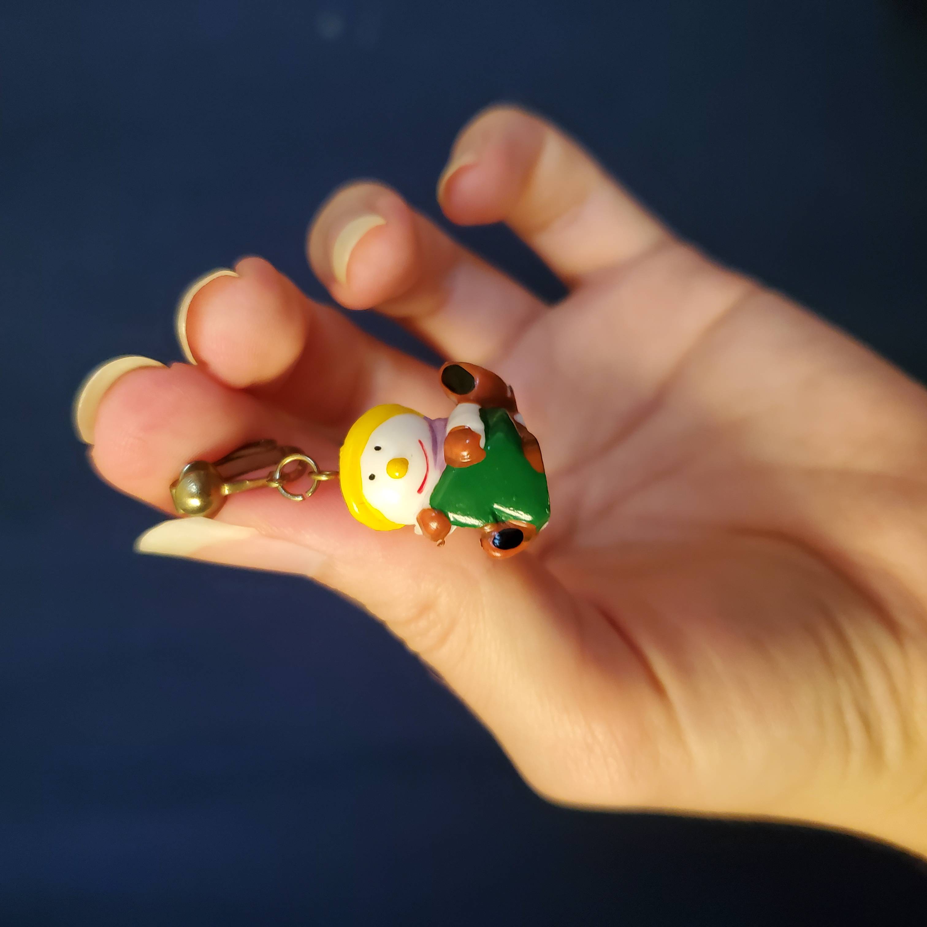 snowman clip-on earring