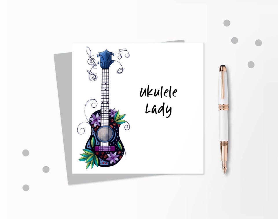Ukulele Birthday Card, Ukulele Card, Musician Birthday Card, Ukulele Birthday, Ukulele Art, Ukulele