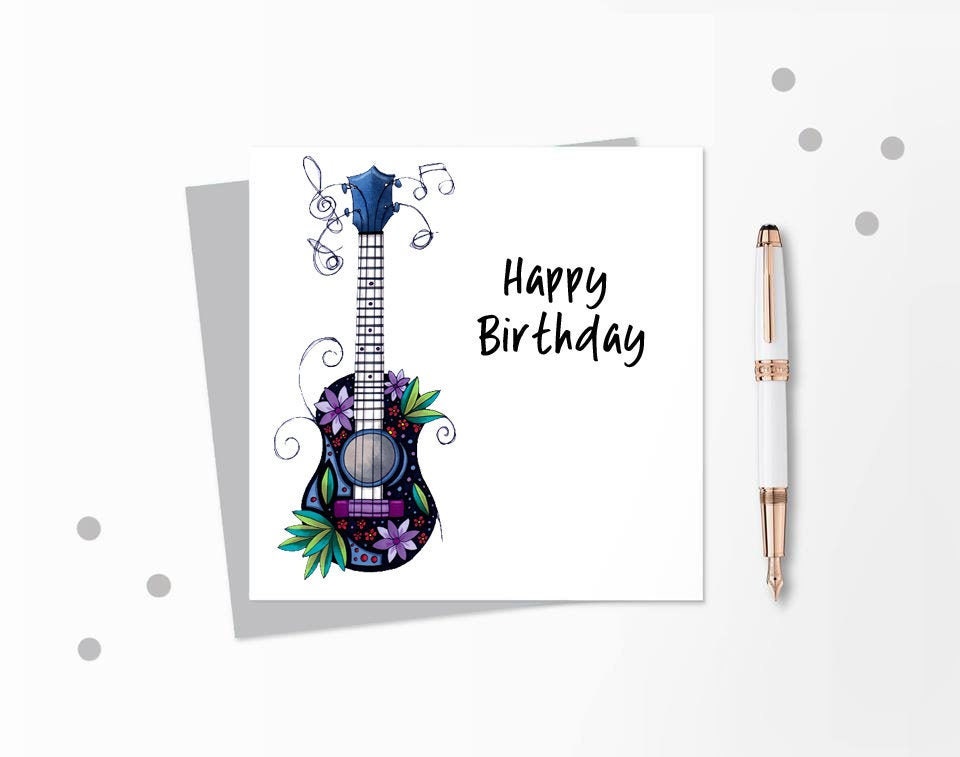 Ukulele Birthday Card, Ukulele Card, Musician Birthday Card, Ukulele Birthday, Ukulele Art, Ukulele