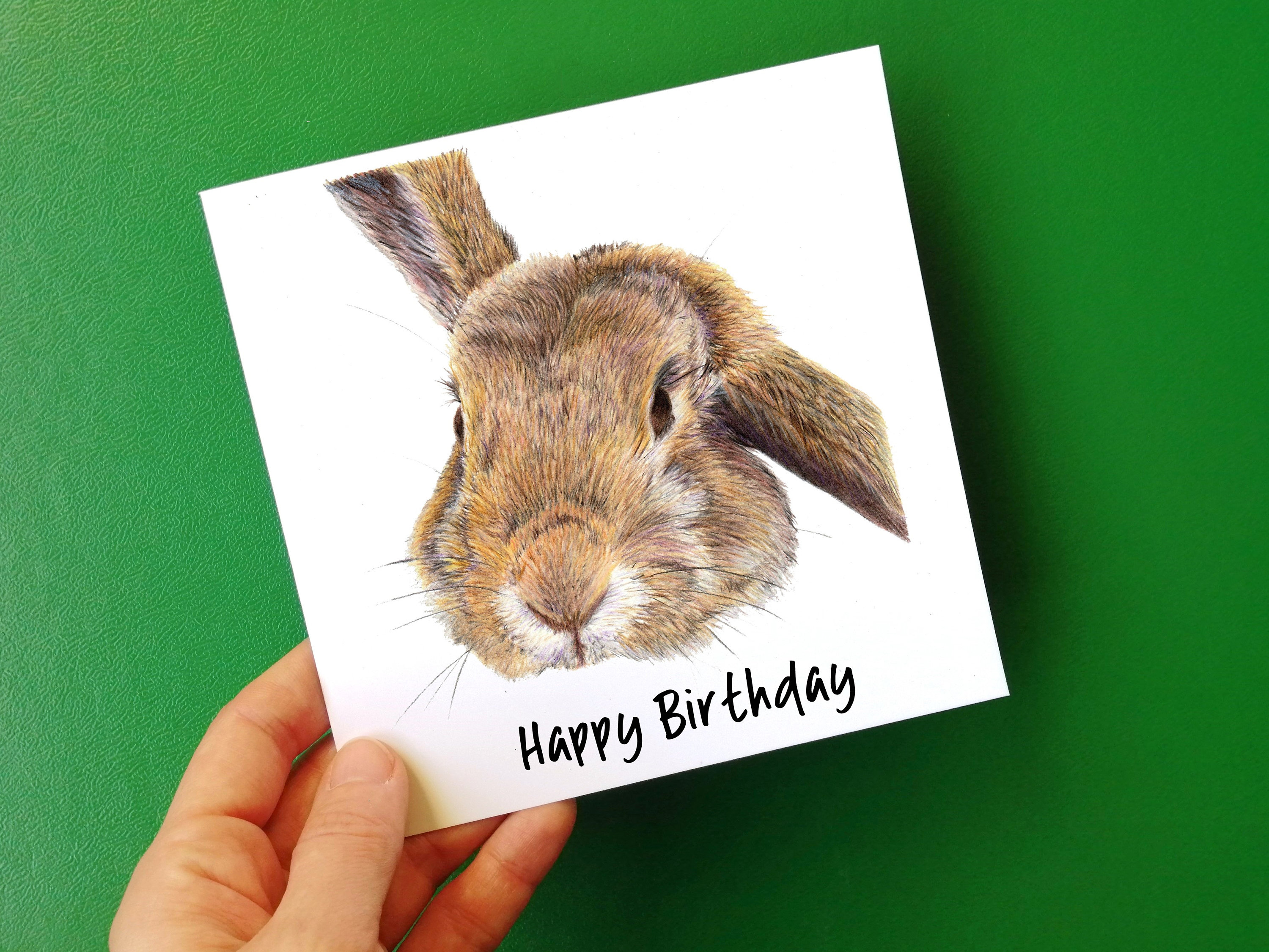 Rabbit Birthday Card, Personalised Bunny Card, Rabbit Card for Men, Women, Children, Bunny Card, Per