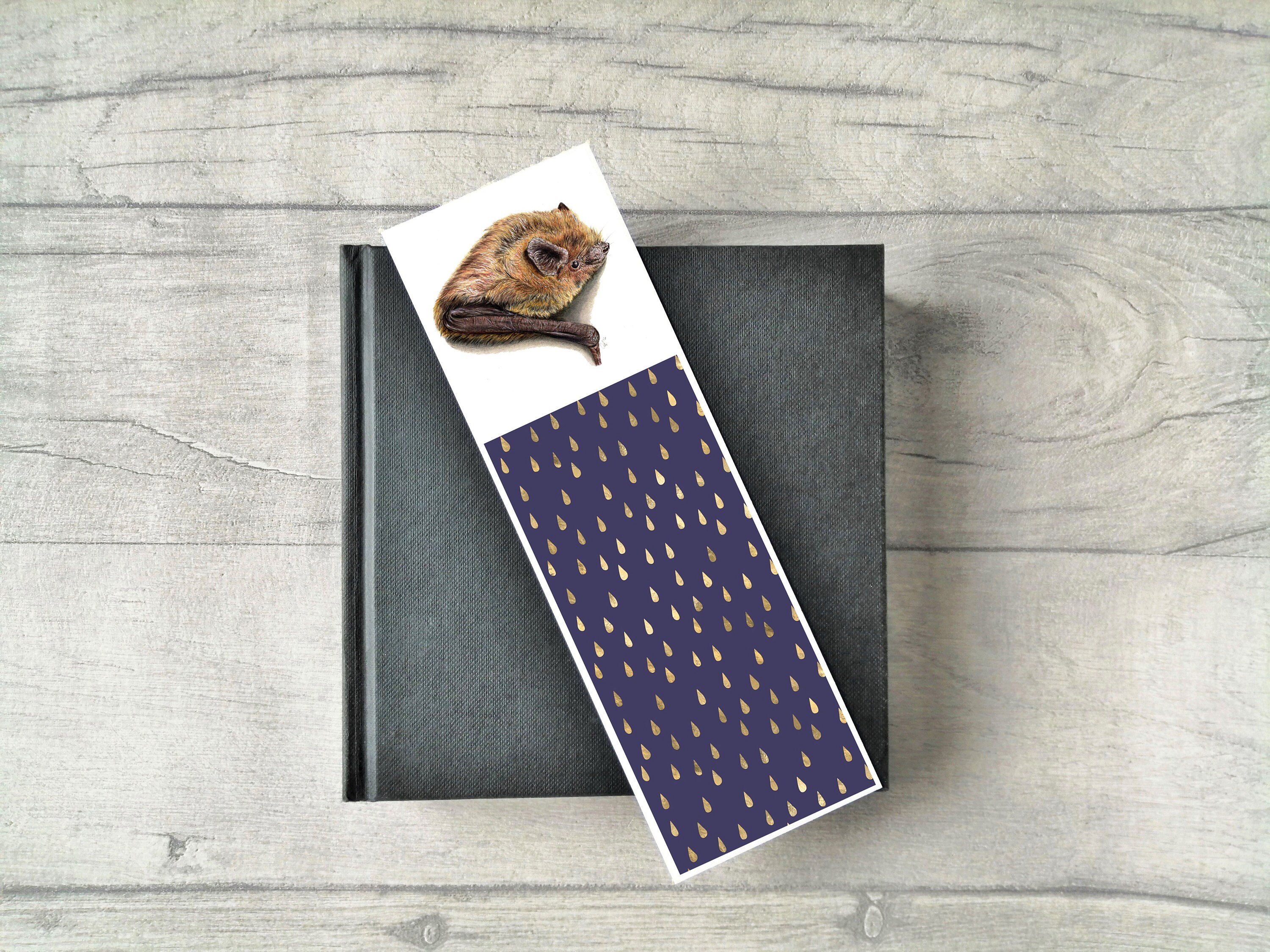 Bat Bookmark, Bat Lover Gift, Common Pipistrelle Bat Bookmark, Bat Gift UK, Bat Christmas Gift, Stoc