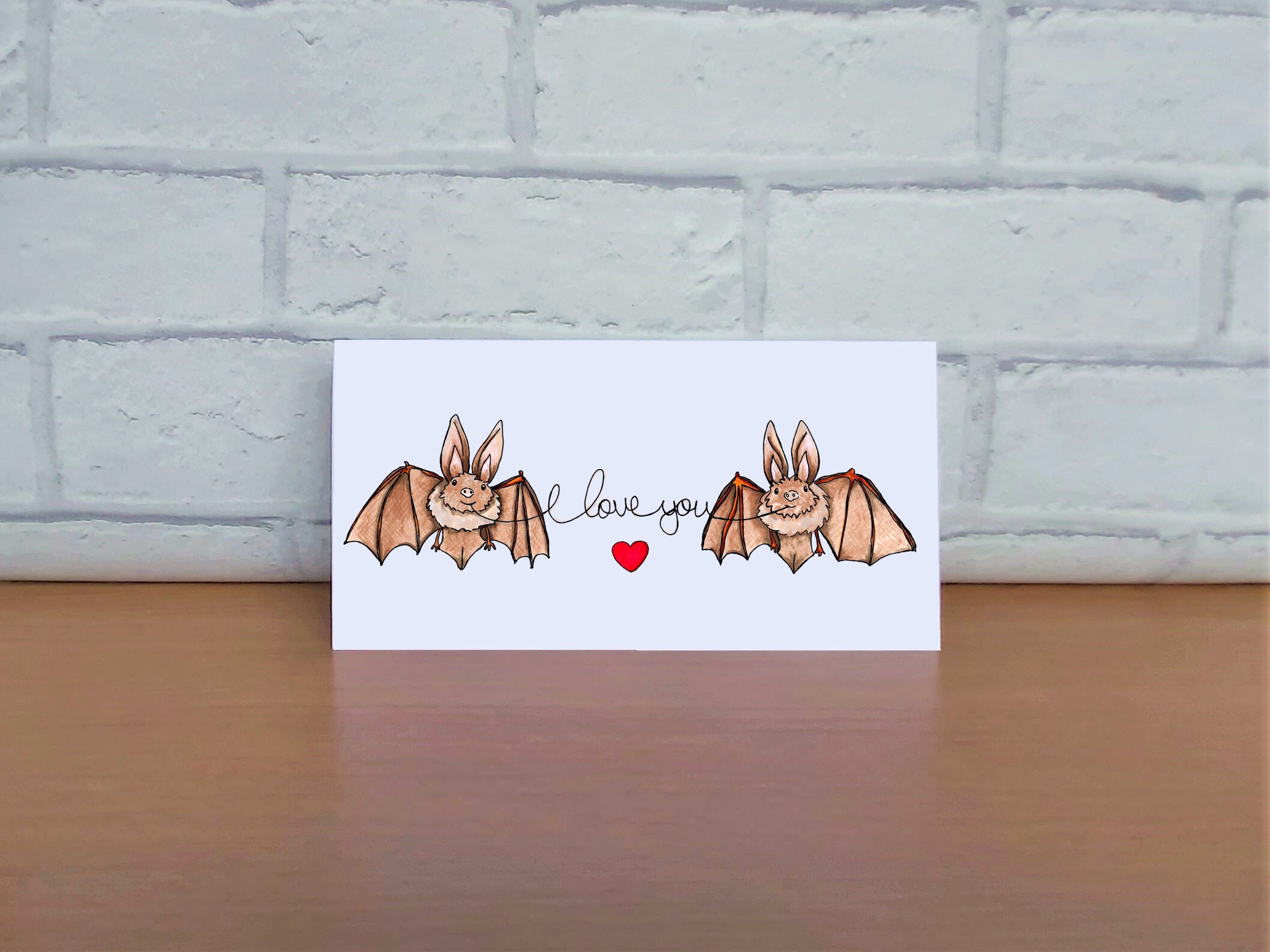Bat Love Card, Bat Valentine's Day Card, Bat Anniversary Card, Bat Birthday Card, For Husband, Wife,