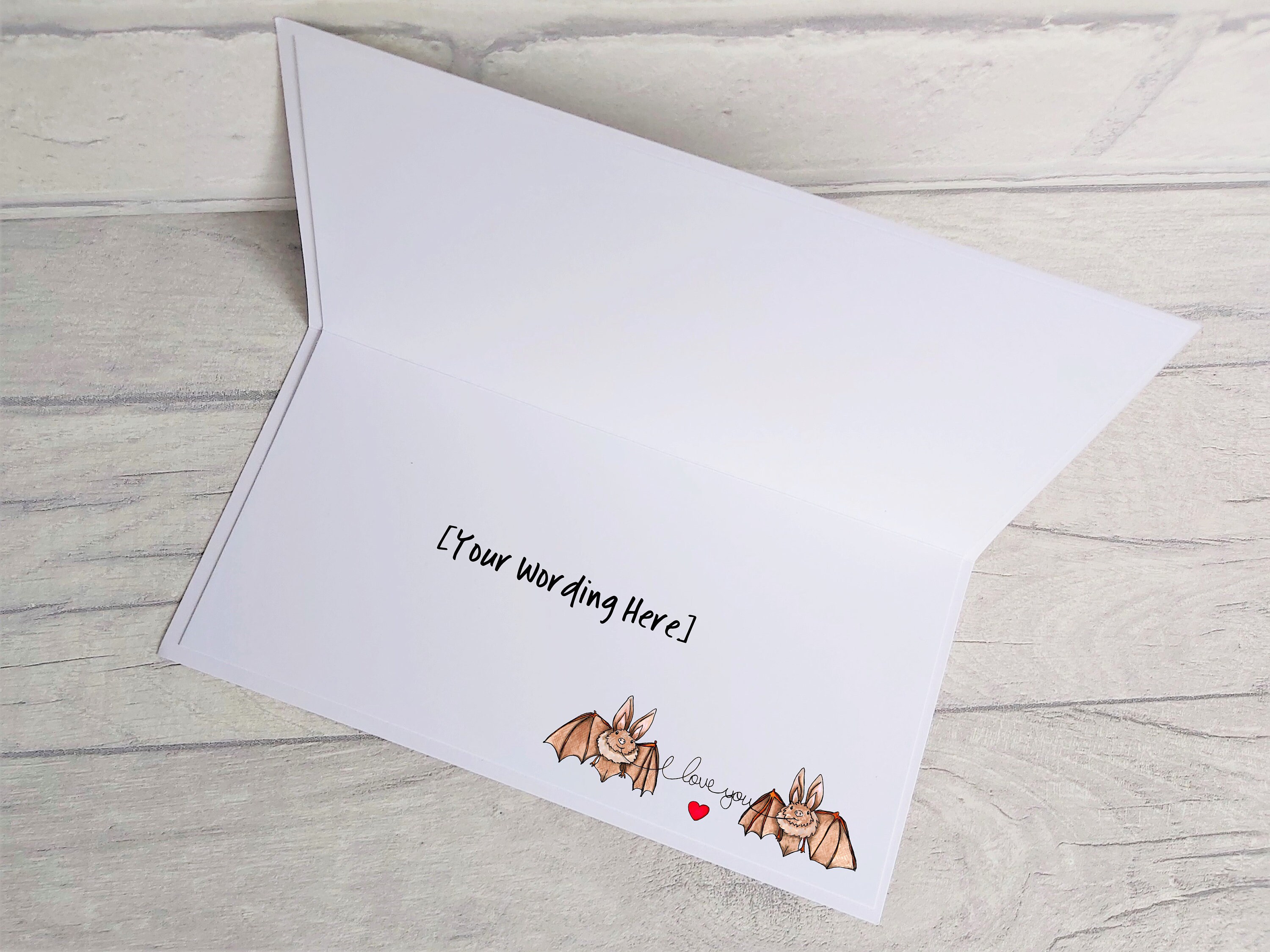 Bat Love Card, Bat Valentine's Day Card, Bat Anniversary Card, Bat Birthday Card, For Husband, Wife,