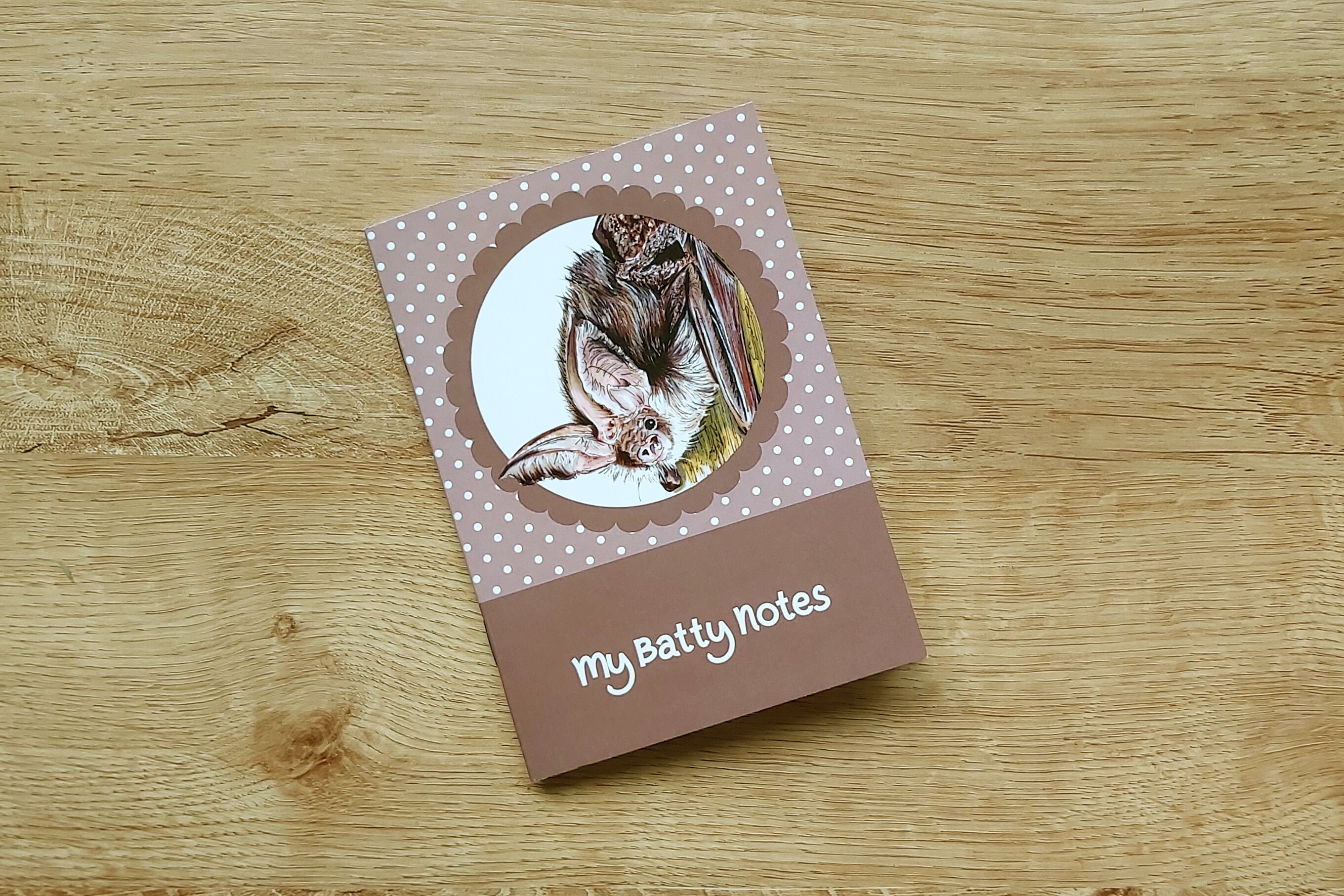 Bat Notebook A6, Brown Long Eared Bat Stationery, Christmas Gift, Stocking Filler, Eco Friendly Stat