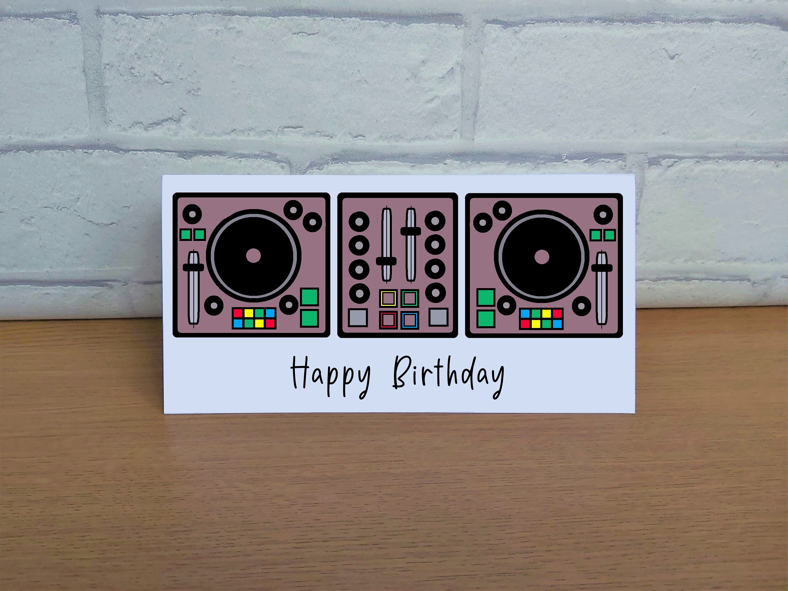 DJ Decks Birthday Card, Mixing Decks Card, DJ Card, DJ Birthday Card, Turntable Card