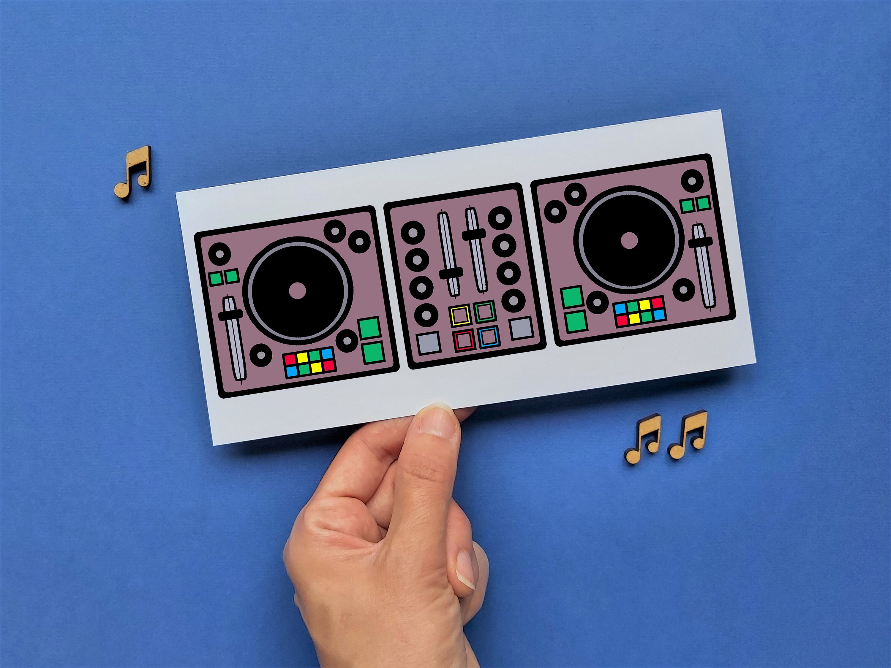 DJ Decks Birthday Card, Mixing Decks Card, DJ Card, DJ Birthday Card, Turntable Card