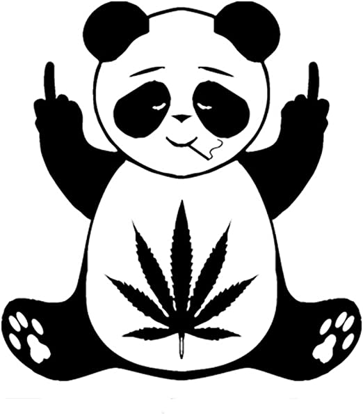 Panda Animal Flip off Marijuana 420 Weed Bud Die Cut Vinyl Decal sticker
