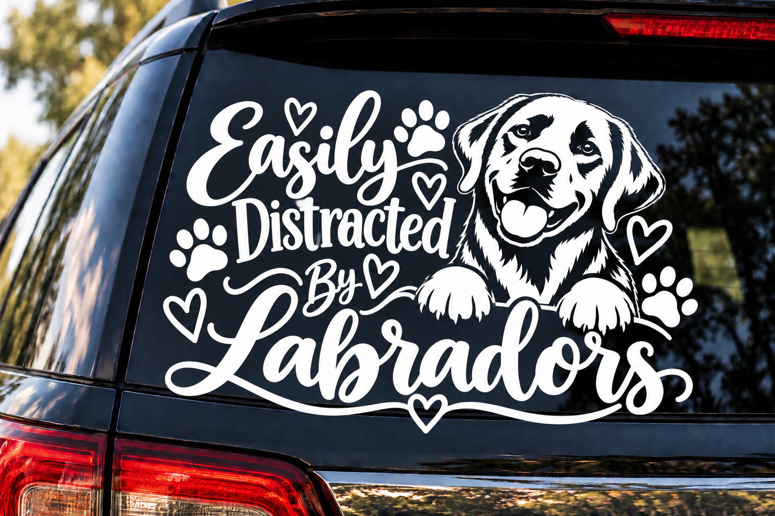 Easily Distracted by Labradors Vinyl Decal