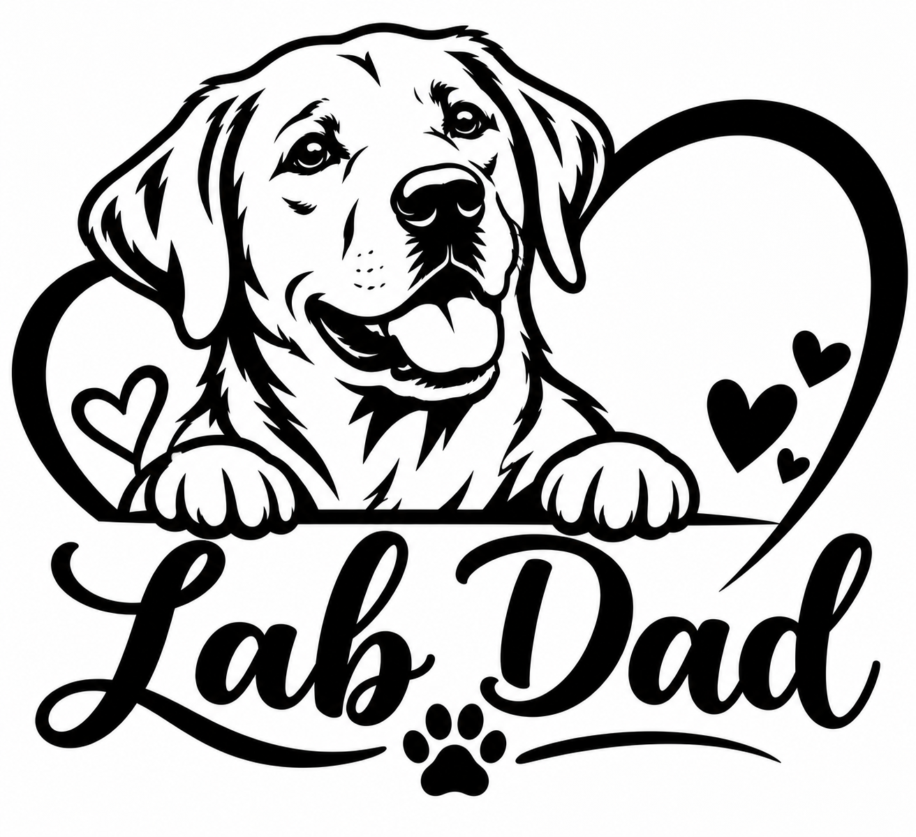 Lab Dad Labrador Retriever Dog Heart Vinyl Decal