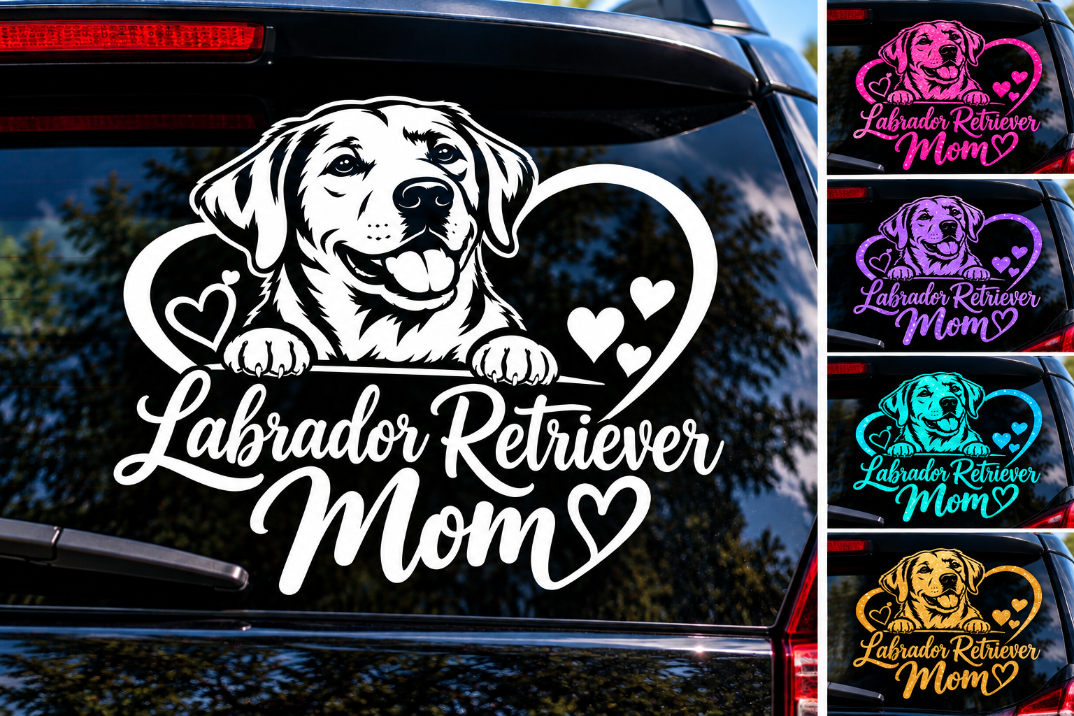 Labrador Retriever Dog Mom Heart Vinyl Decal