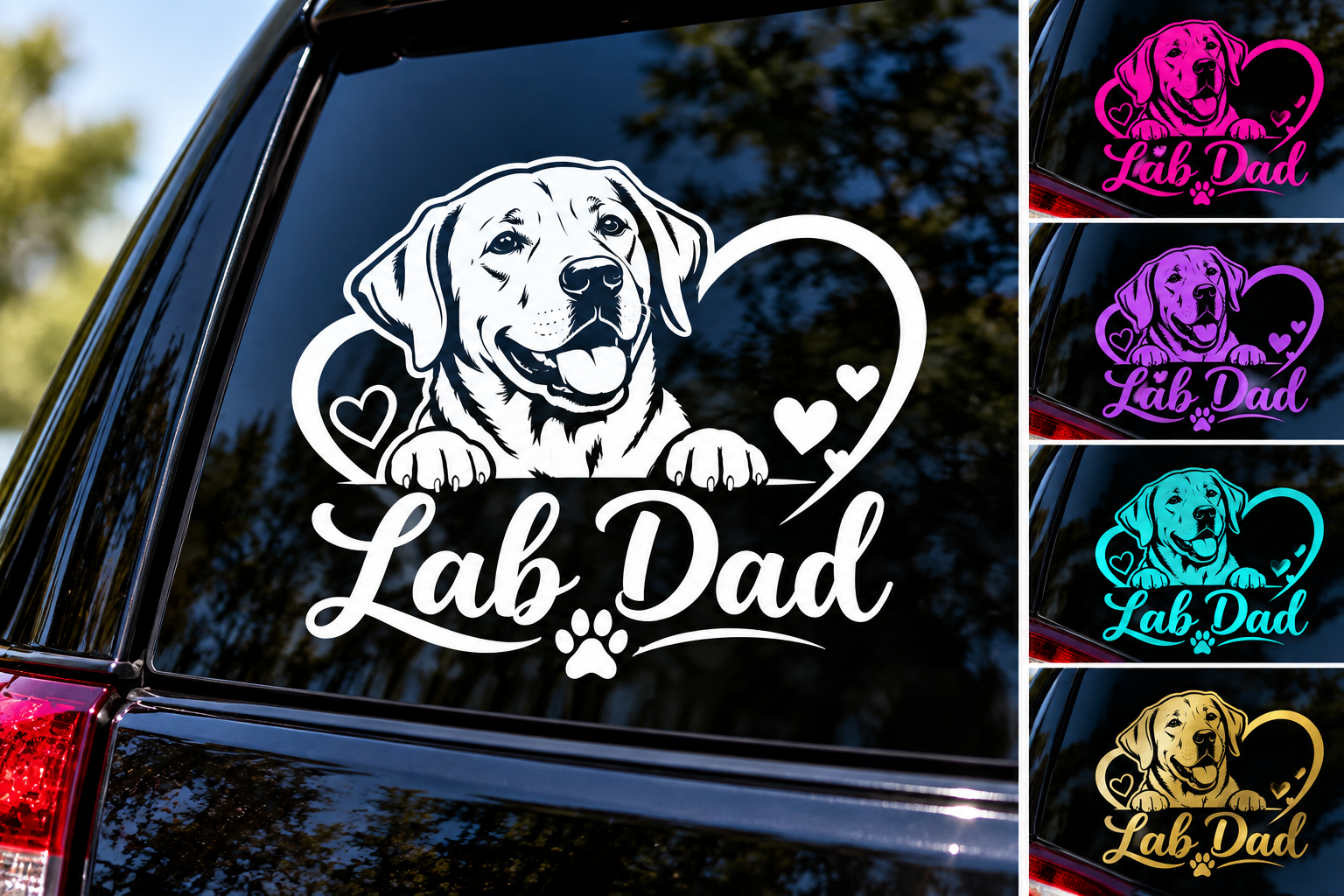 Lab Dad Labrador Retriever Dog Heart Vinyl Decal