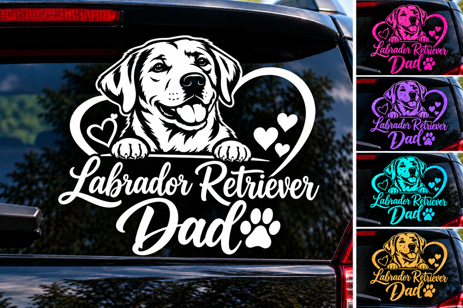 Labrador Retriever Dad Dog Heart Vinyl Decal