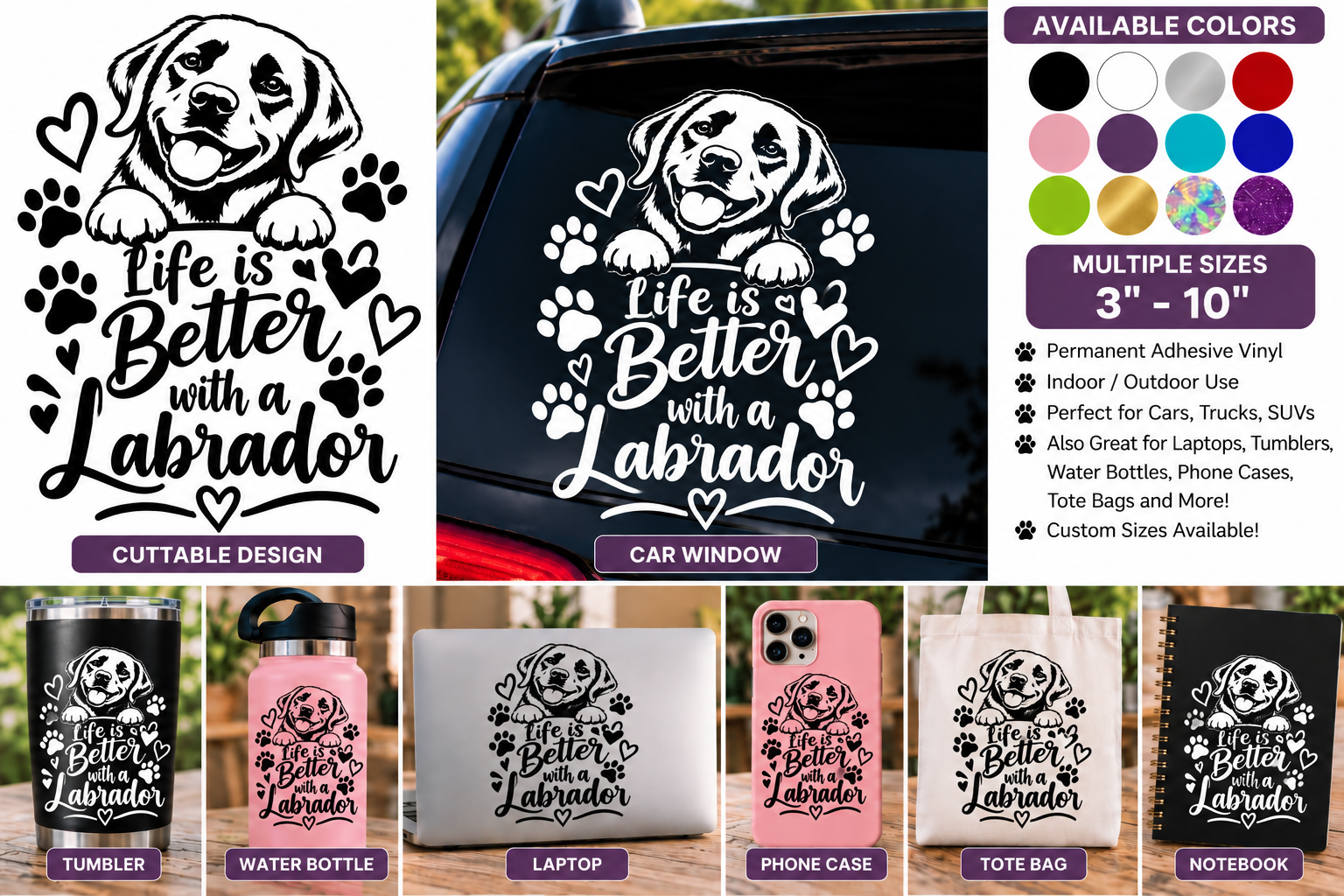 Life Is Better With a Labrador – Labrador Retriever Vinyl Decal