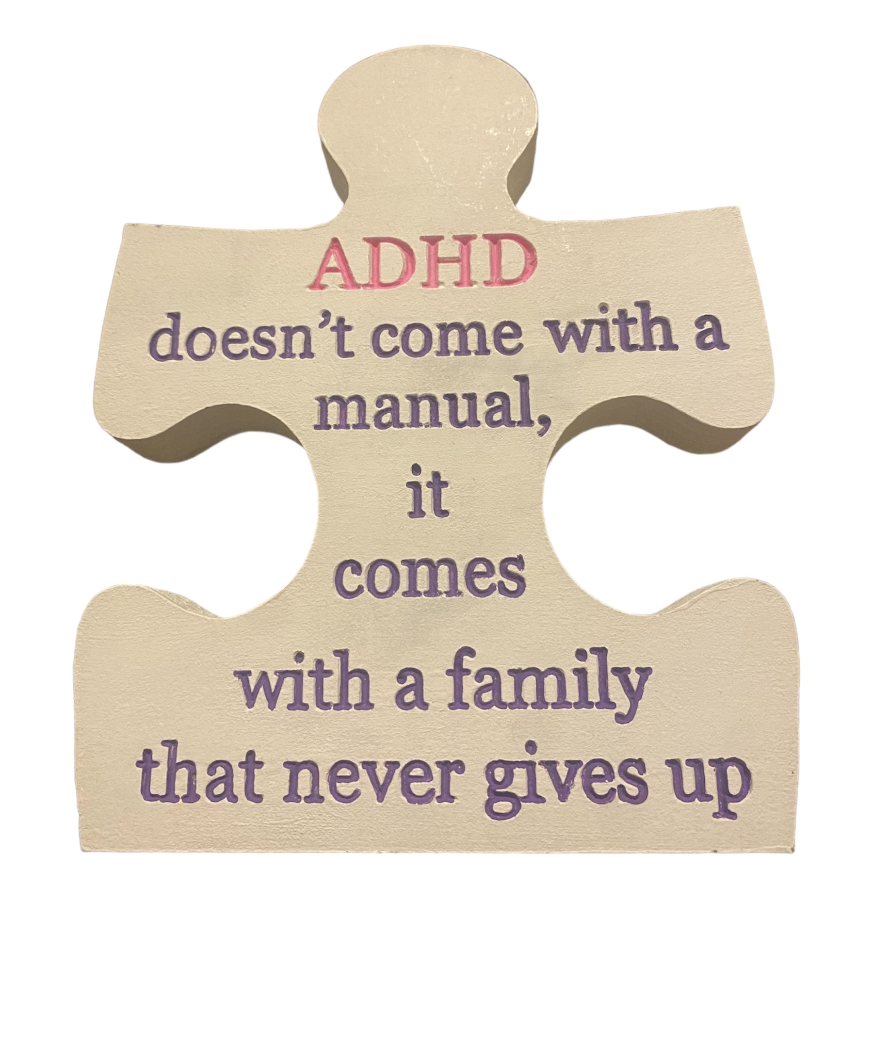 ADHD Jigsaw Piece - pink & purple