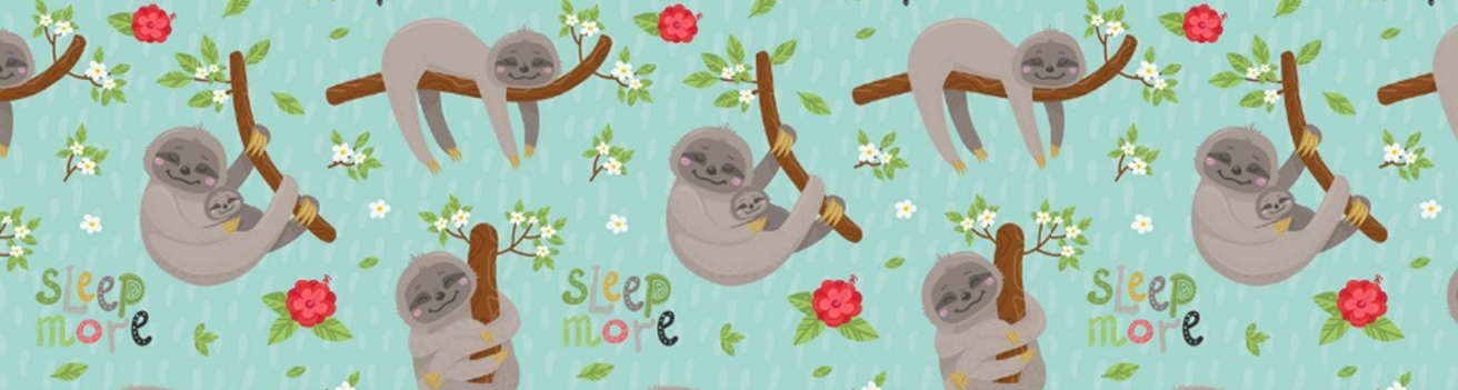 Sleepy sloth-blue background