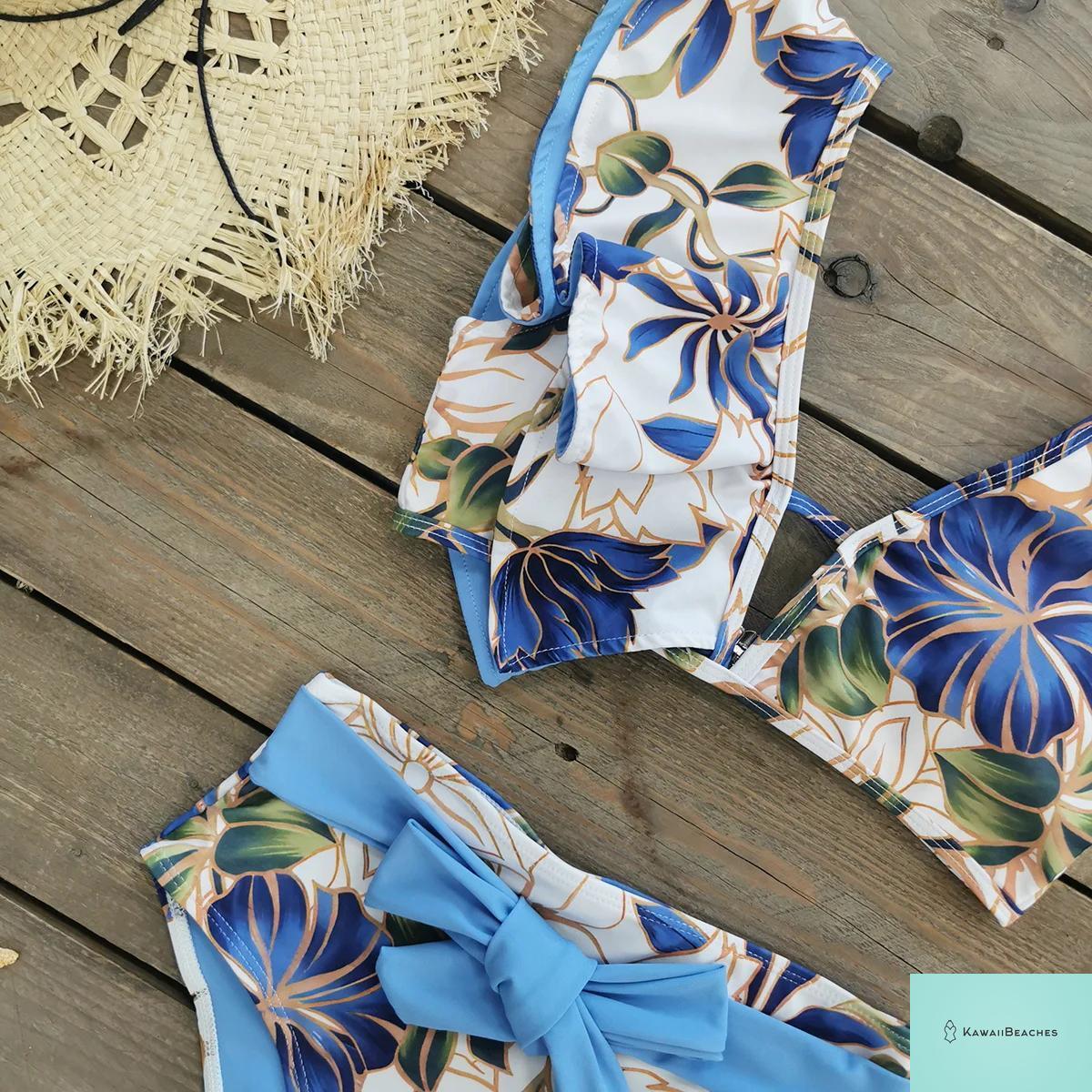 Floral Printed High Waist Bandage Bikini Set
