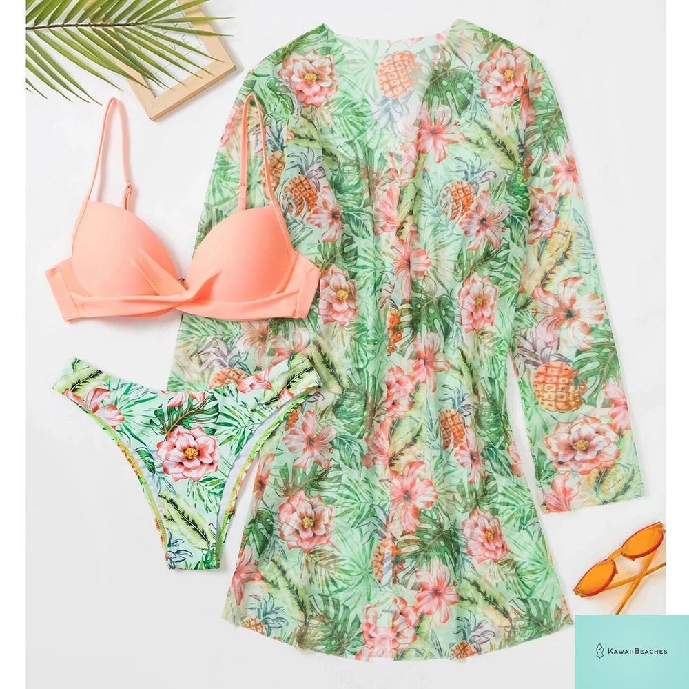 Womens 3 Piece Long Sleeve Swimsuit