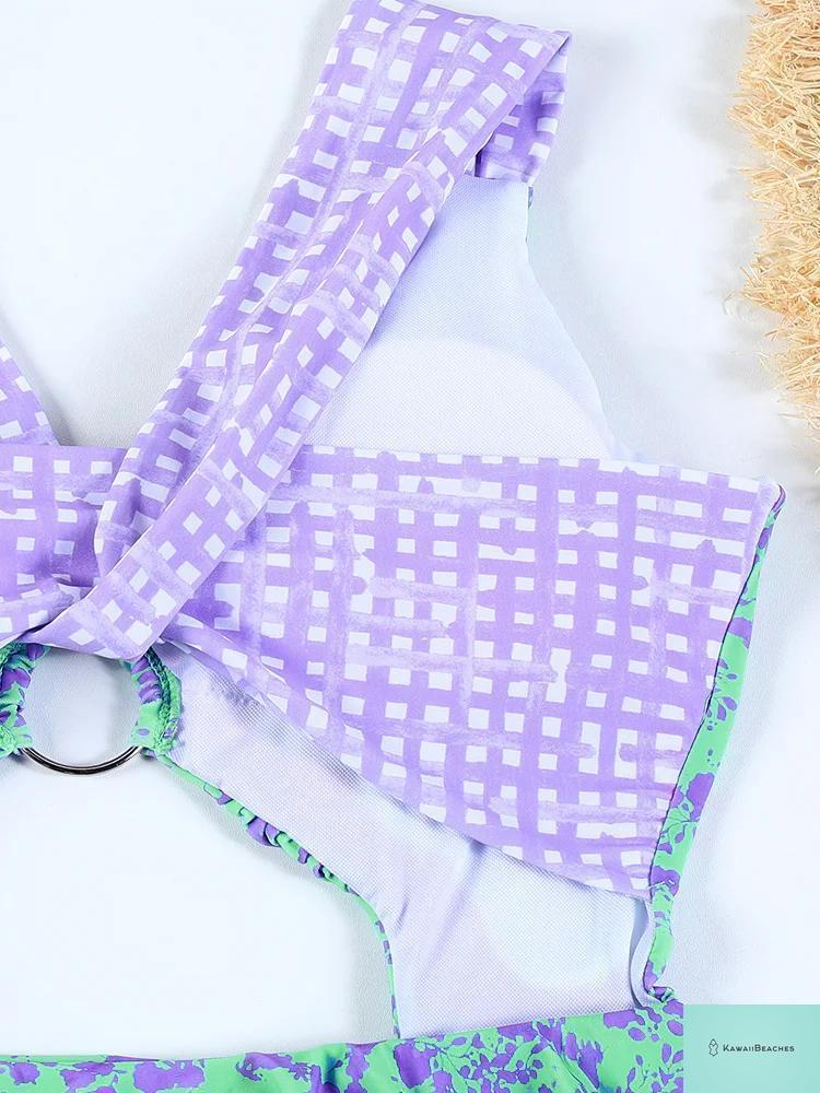 Kawaii Floral Ruffle One-Piece Swimsuit