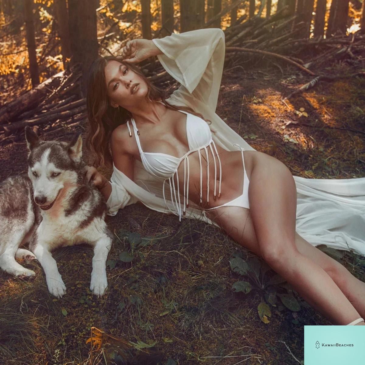 High Waist Golden Print Brazilian Bikini Set