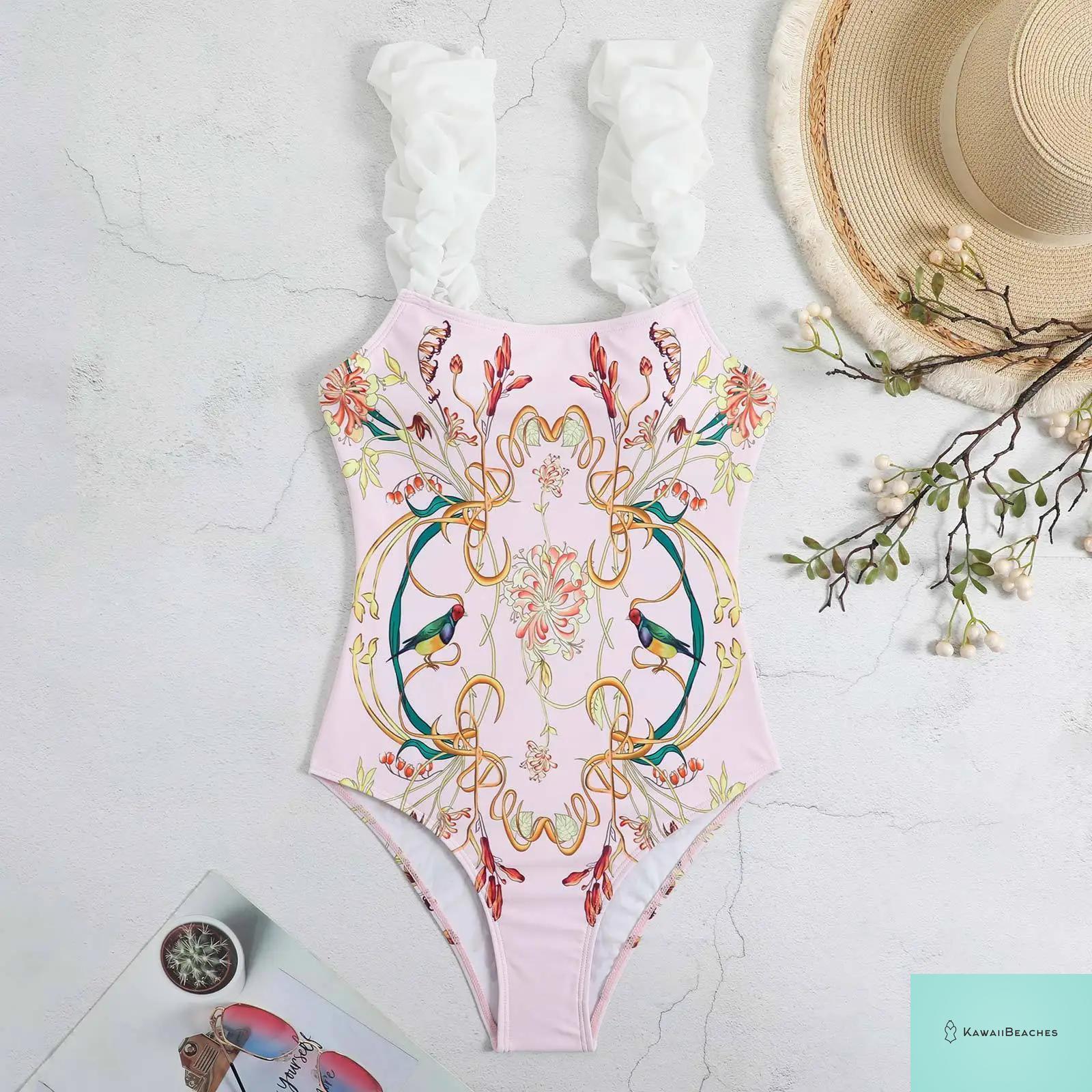 Floral Ruffle Push Up Bikini Set