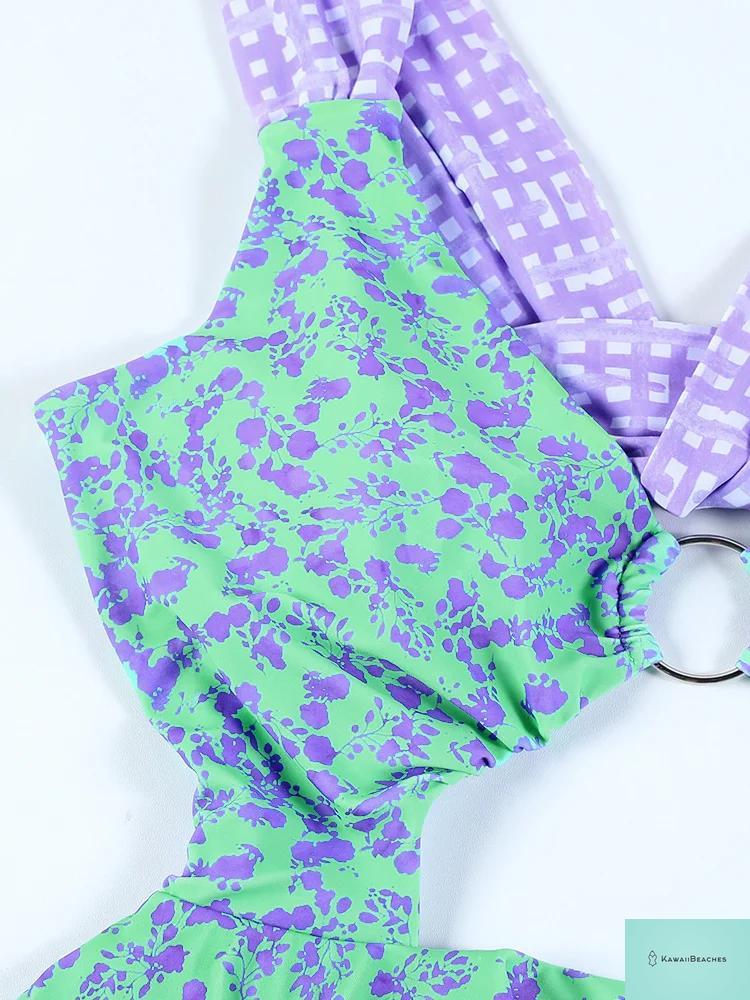 Kawaii Floral Ruffle One-Piece Swimsuit