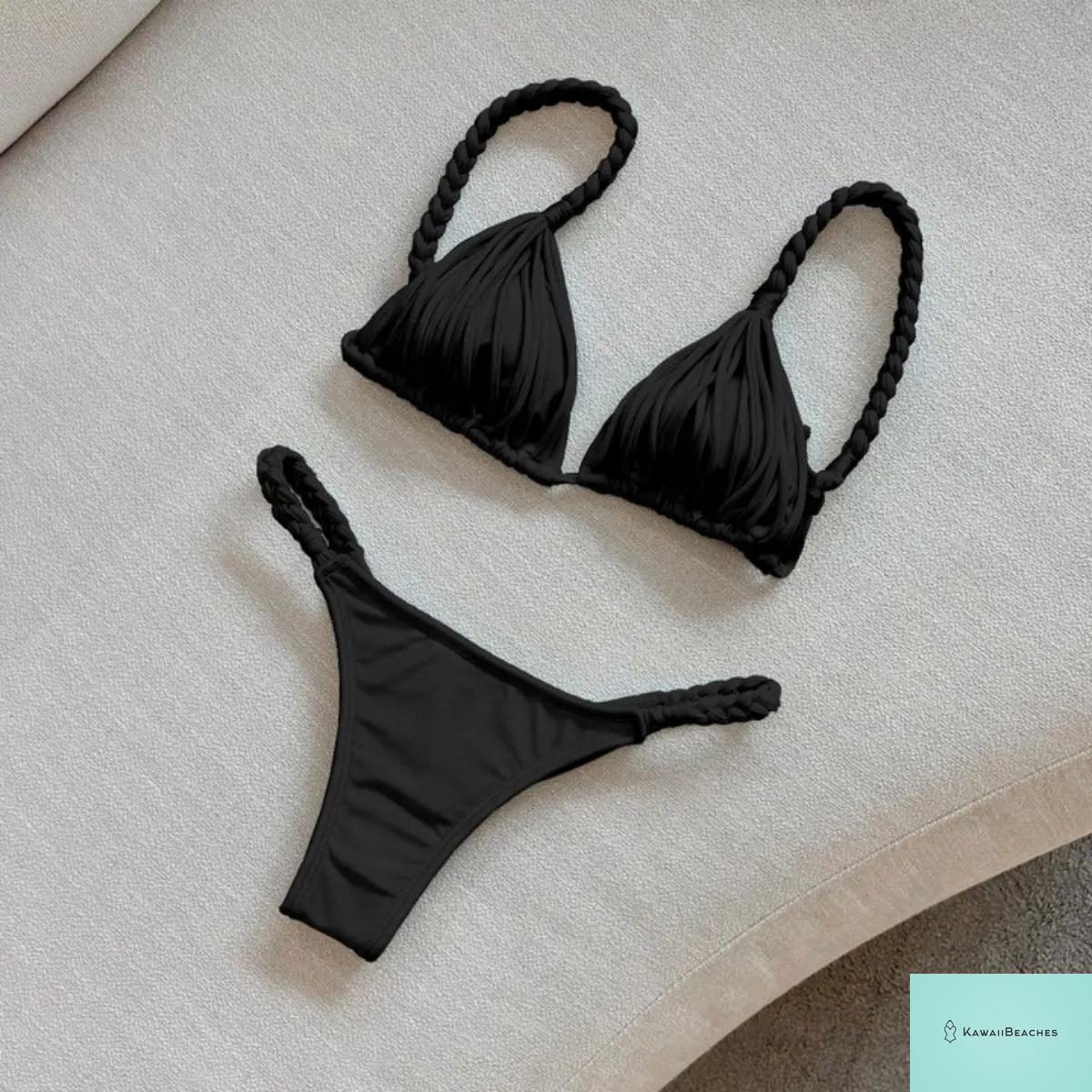 Kawaii Stripes Lace-Up Brazilian Bikini Set