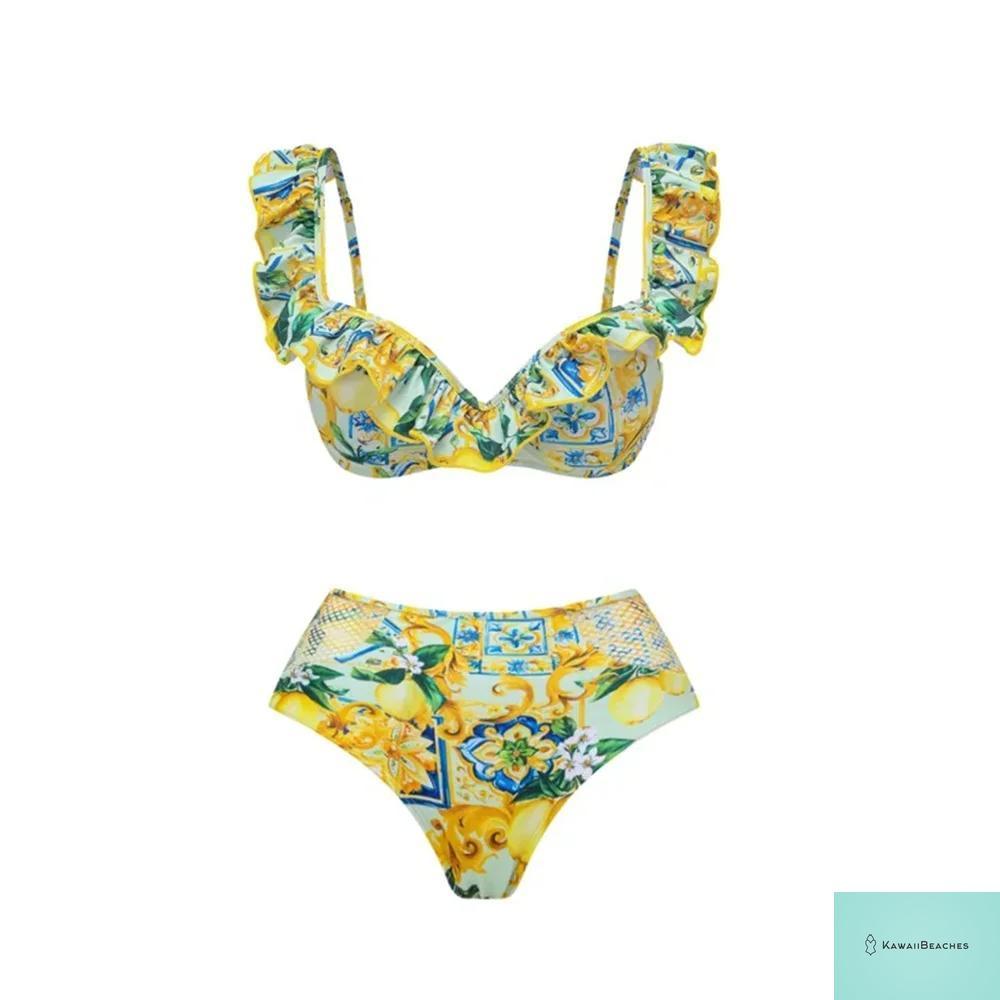 Floral Ruffle Push-Up One-Piece Swimsuit