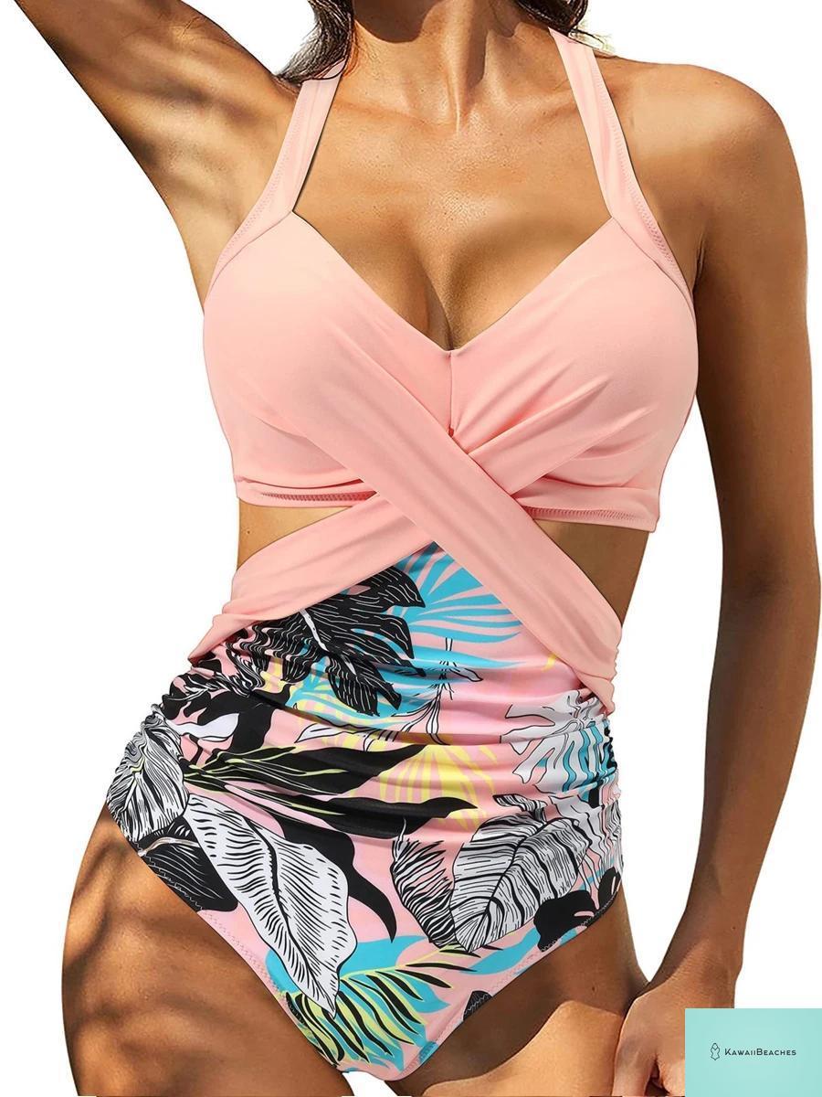Kawaii Printed Halter One Piece Swimsuit
