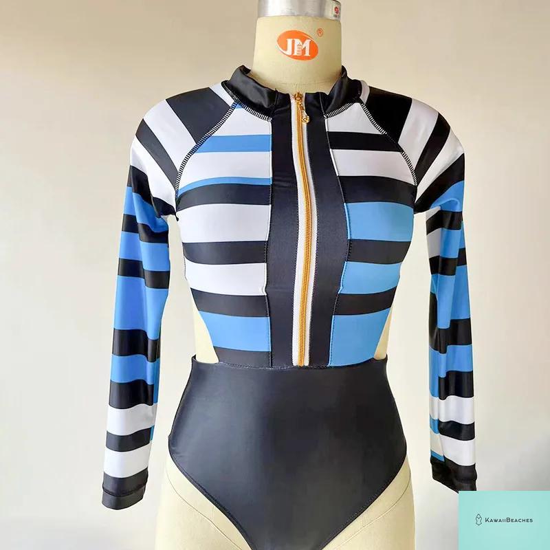 Kawaii Patchwork Long Sleeve Swimsuit