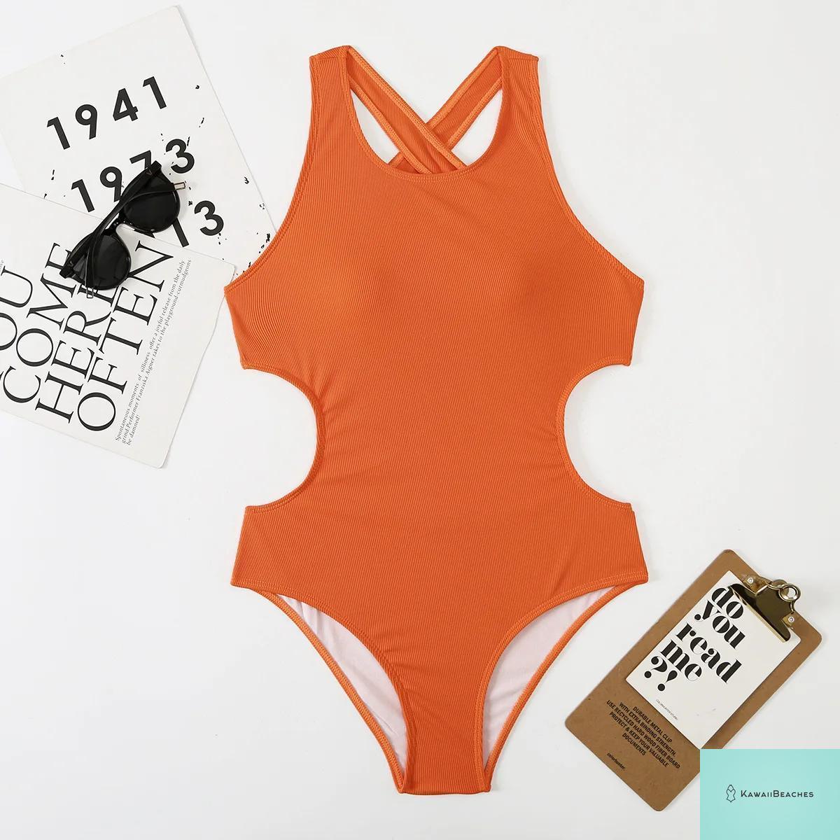 Striped Tropical Monokini Swimsuit for Women