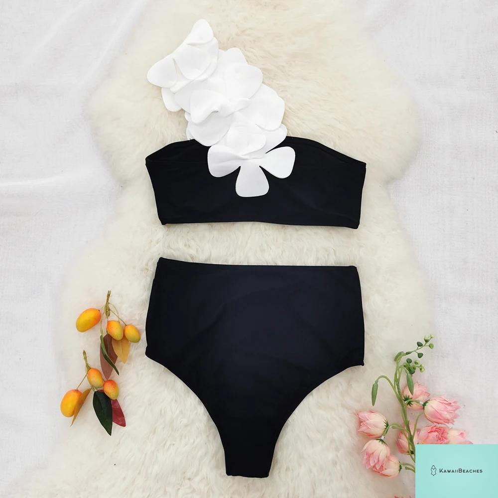 High Waist Ruffled Print Bikini Set