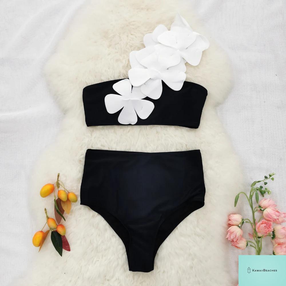 High Waist Ruffled Print Bikini Set