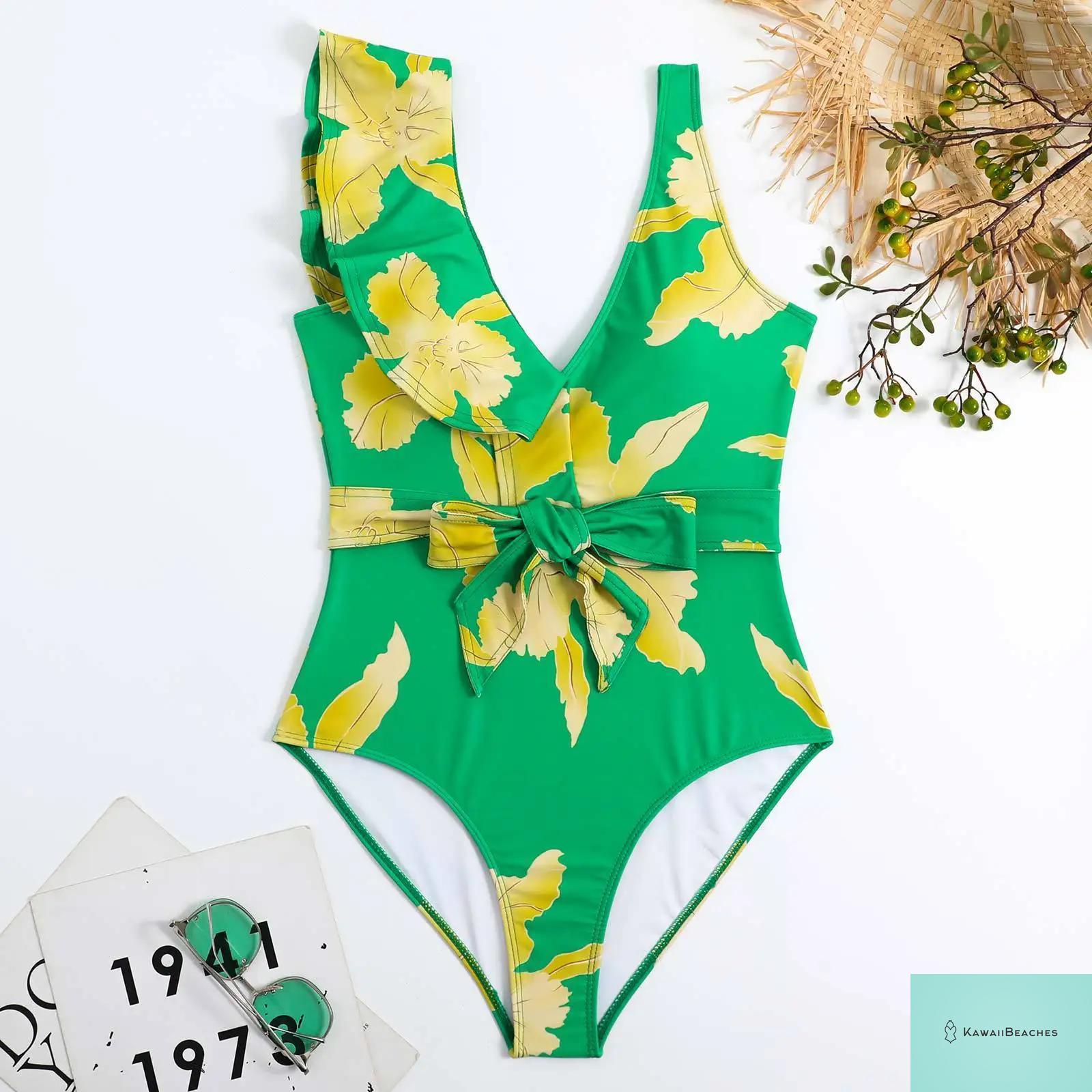 Floral Ruffle Push Up Bikini Set