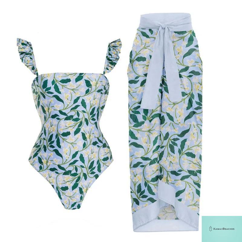 Floral Ruffle Push Up Bikini Set