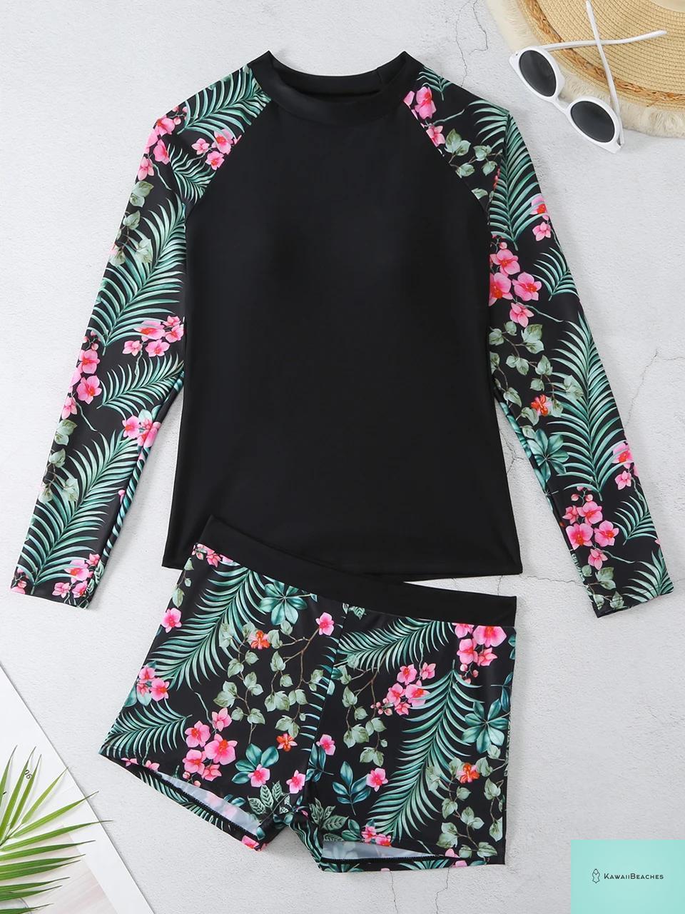 Kawaii Beaches Long Sleeve Swimwear Set