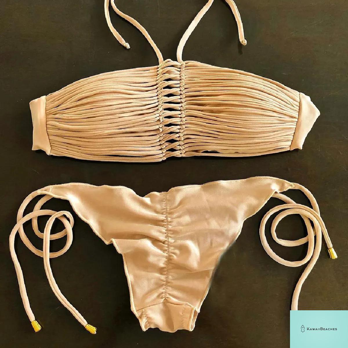 Kawaii Stripes Lace-Up Brazilian Bikini Set