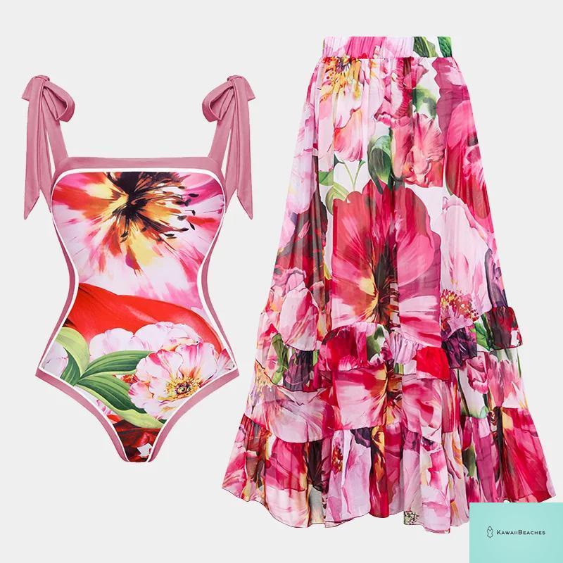 Floral Ruffle Push Up Bikini Set